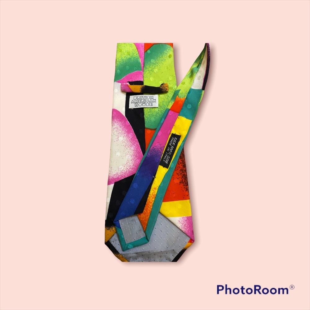 British American House Vintage Silk Colorful Men's Tie Italy